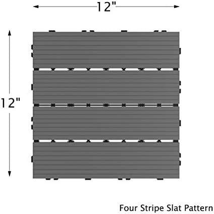 Interlocking Deck Tiles - 6-Pack Wood Plastic Composite Patio Tiles - Outdoor Flooring for Balcony, Porch, and Garage by Pure Garden (Dark Gray)