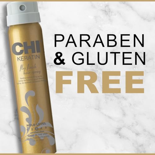 CHI Keratin Flex Finish Hair Spray, Lightweight, Long‑Lasting Hold & Smooth Styling, Controls Frizz, Flyaways & Seals Out Humidity, Professional Hair Finish Spray, Unscented, 10 Oz