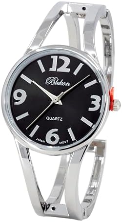 Collections Women's Elegant Analog Quartz Watch - 33mm Case, Casual Metal Cuff Bangle Design, Adjustable Fit for 7-8 Inch Wrist Size