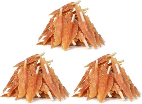 MON2SUN Dog Treats, Chicken Wrapped Triangle Rawhide Sticks, 10.08 oz