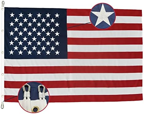 TOPFLAGS American Flag 4x6 Heavy Duty Outdoor US Flags for Outside Embroidered Stars USA Banner Sewn Stripes with Brass Grommets Vibrant Color