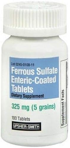 Ferrous Sulfate 325mg Enteric-Coated Tablets 100 Count