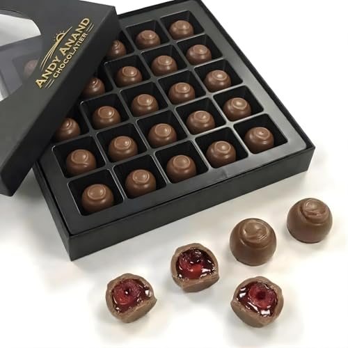 Andy Anand Belgian Dark Chocolate Cherry Cordials Gift Box - 25 Pieces