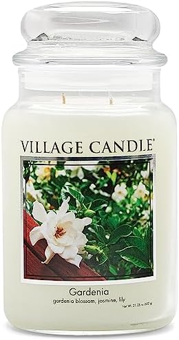 Village Candle Spiced Vanilla Apple, Large Glass Apothecary Jar Scented Candle, 21.25 oz, Ivory