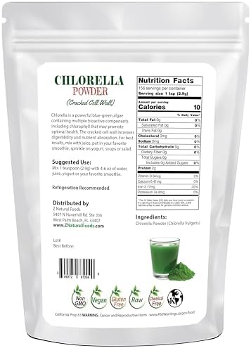 Z Natural Foods Organic Spirulina Powder - 16 oz (Pack of 1) | Organic, Blue-Green Algae Superfood, Spirulina, Raw, Contains Amino Acids, Mixes in Smoothies, Yogurt & Recipes