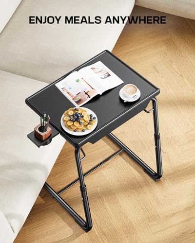 LORYERGO Multifunctional TV Tray Table - 2 Packs Adjustable TV Dinner Tray Tables with 6 Height & 3 Tilt Angle