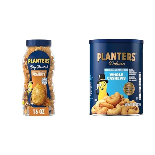 PLANTERS Honey Roasted Peanuts, Plant Based Protein Snacks, 16 Oz (1 Ct) | Roasted Sweet & Salty Nuts. Kosher. Resealable Jar. Snacks for Adults. Party Mix, Party Snacks