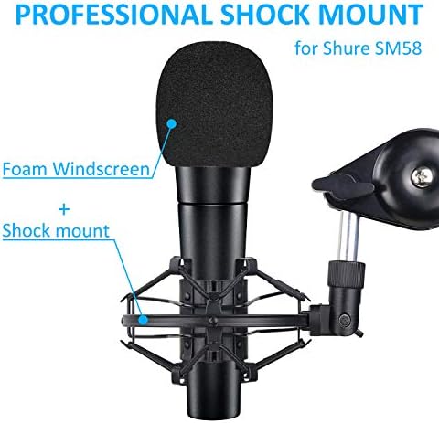 SUNMON SM58 Microphone Shock Mount Holder for Reduces Vibration and Noise, Suitable for Shure SM58-LC, SM58-CN Cardioid Dynamic Vocal Mic
