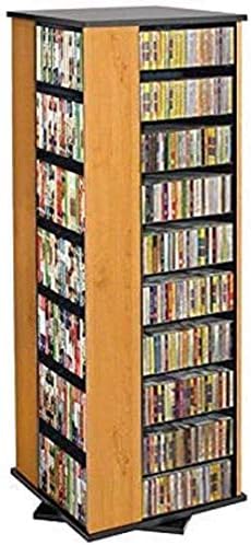 Venture Horizon 4-Sided Revolving Media Tower 1000 - Black: Laminated Wood Composites (MDF), Black-Color, 18.75" L x 18.75" W x 63" H
