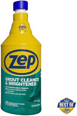 Zep Grout Cleaner and Brightener - 32 Ounce (1 Bottle) - ZU104632 - Deep Cleaning Formula Removes Old Stains From Grout