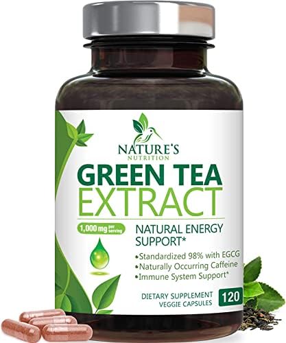 Green Tea Extract Capsules - 3X Strength Green Tea Extract 1000 mg Per Serving Pills with 45% EGCG & 98% Polyphenols for Natural Energy - Antioxidant Herbal Heart Support Supplement - 240 Capsules