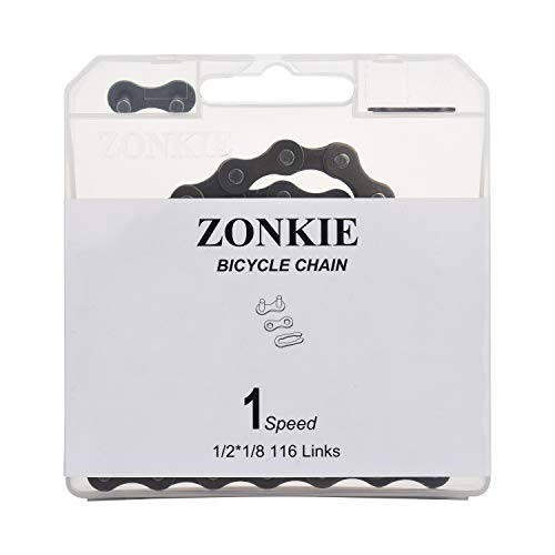 Bike Chain Single-Speed, Bicycle Chain 1 Speed, 1/2 × 1/8 inch,116 Links