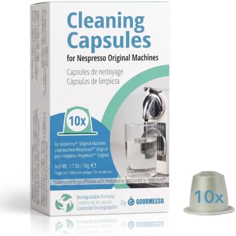 Gourmesso Nespresso Cleaning Pods - 10 Cleaning Capsules for Nespresso Original Machines. Cleaning Kit for Better Tasting Coffee!