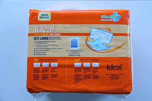 Adult Briefs (Diapers) Over Night Ultra Plus Extreme Absorbency- Size- X-Large B-8208- ONE Bag of 12
