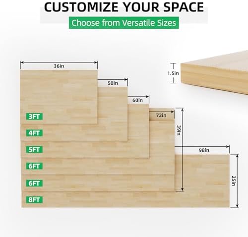 Butcher Block Countertop Wood Tabletop - 4FT Solid Birch Wood Table Top, Unfinished Hardwood Butcher Block Slab for Kitchen Countertops, Island, Desk Top, Workbench Top, Tabletop 50"x25"x1.5"