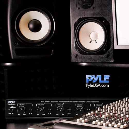Pyle 6 Channel Speaker Selector Switch - Multi Zone A B Speaker Distribution Controller Box w/ Independent Audio Source Volume Control