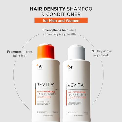 DS Labs Revita Hair Density Shampoo & Conditioner for Thinning Hair, 205 mL | Complete hair care routine powered by peptides, turmeric, caffeine & ginseng for healthier-looking, fuller-looking hair.