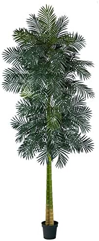 Nearly Natural 4 ft Artificial Golden Cane Palm Tree with Nursery Pot | Double-Stalk, Lush Realistic Foliage, Indoor Faux Palm Plant, Living Room Decor, Perfect Tropical Decoration