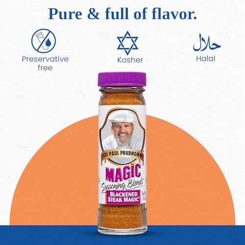 Chef Paul Magic Seasoning Blends Blackened Steak Magic | Bold Flavor for Steak & Beef | Gluten-Free Seasoning for Grilling, Roasting & BBQ | Spice Blend with Garlic & Chili | 20 oz (Pack of 1)