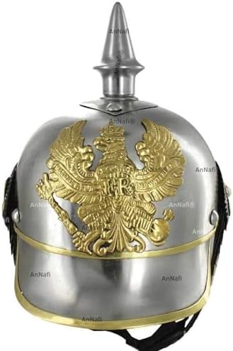 AnNafi® German Pickelhaube Military Helmet, Steel Imperial Prussian Officer Spiked, WWI & WWII Helmets Replica