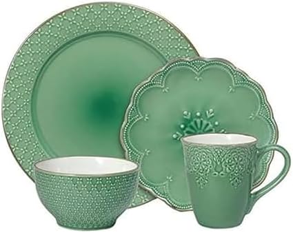 Pfaltzgraff French Lace Dinnerware Set, 16 Piece, Green