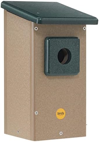 Birds Choice Ultimate Bluebird House, 1.5" Hole | Taupe & Blue | Durable Recycled Plastic Nesting Box, Weather-Resistant for Backyard Bluebirds, 11in x 8.5in x 12.625in