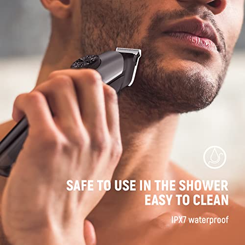 SUPRENT Beard Trimmer for Men Waterproof- IPX7 Professional Mustache Trimmer- 39 Built-in Adjustable Precise Lengths- Cordless USB C Rechargeable &