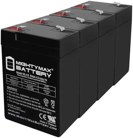 Mighty Max Battery ML4-6 - 6 Volt 4.5 AH, F1 Terminal, Rechargeable SLA AGM Battery