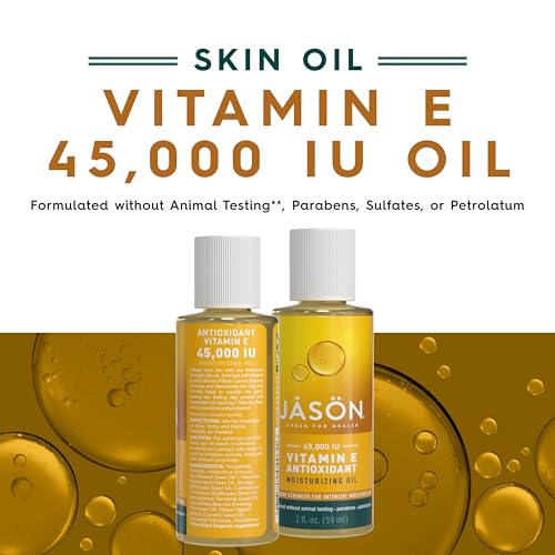 JASON Vitamin E 5,000 IU Moisturizing Body Oil, For Hair, Face, and Body, 4 Fluid Ounces
