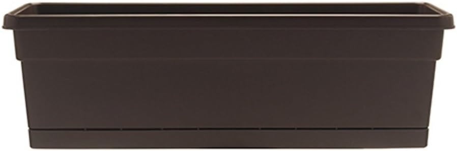 Southern Patio 30" Rolled Rim Window Box with Attached Tray, Terra Cotta