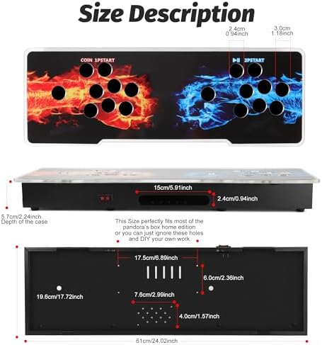 Sturdy DIY Arcade Console Kit - Metal Base and Acrylic Panel, 2 Player Video Game Machine Case, Supports 8 Buttons Each