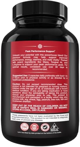 Testosterone Booster for Men with Horny Goat Weed & Maca - 60 Count