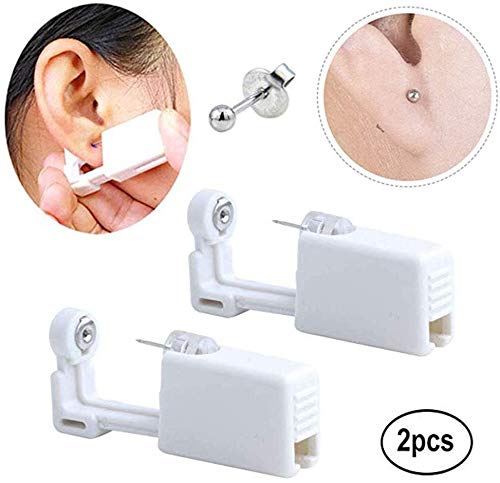 XUKEKOY 2 Pack Self Ear Piercing Gun Earring Disposable Piercing Kit No Pain Easy Use Ear Piercing Gun Kit Tool with Stud (Gold)
