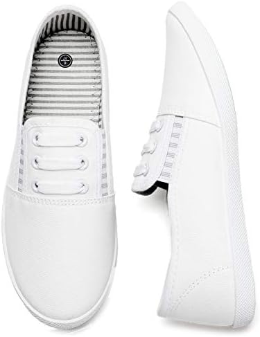 kufeiti Women's Canvas Slip On Shoes Sneakers for Women Fashion Comfortable White Black Elastic Sneakers for Women