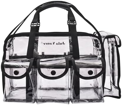 Professional Clear PVC Makeup Kits Organizer Make up Set Bag MUA Carry All Artist Transparent Vinyl Travel Cosmetic Bag with 6 External Pockets &