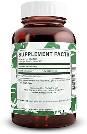 Natural Nutra Soy Lecithin 1200mg Supplement, 100 Soy Lecithin Softgels | Brain & Liver Support, Memory Support, Soy Lecithin Breastfeeding Formula