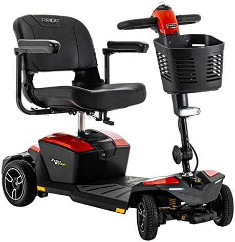 Pride Jazzy Zero Turn 4-Wheel Scooter, 4-Wheel Stability with 3-Wheel Maneuverability (Fire Opal)