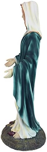 Design Toscano Anne with Young Mother Mary Holy Religious Garden Statue, 12 inches wide, 21 inches tall, Cast Stone Resin, Antique Stone Finish