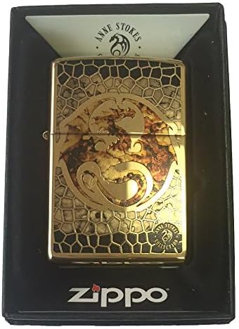 Zippo Custom Lighter - Ann Stokes Artist Dragon w/Scales Design High Polish Brass