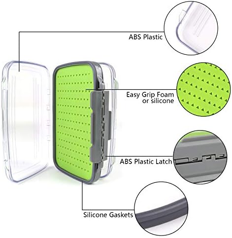 Maxcatch Waterproof Double-Sided Fly Box - Lightweight & Durable Fly Fishing Box with Clear Lid & Easy Grip Foam for Dry & Wet Flies Storage
