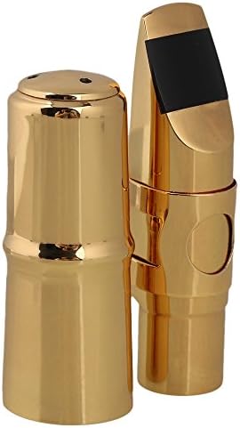 Yibuy #6 Golden Brass B-flat Soprano Saxophone Mouthpiece with Ligature Reed