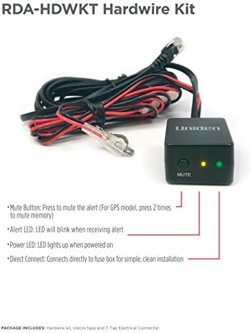 Uniden RDA-HDWKT Radar Detector Smart Hardwire Kit with Mute/Mark Button, LED Alert and Power LED R8w, R8, R7, R4w, R4, R3, R1, DFR9, DFR9BLK, DFR8