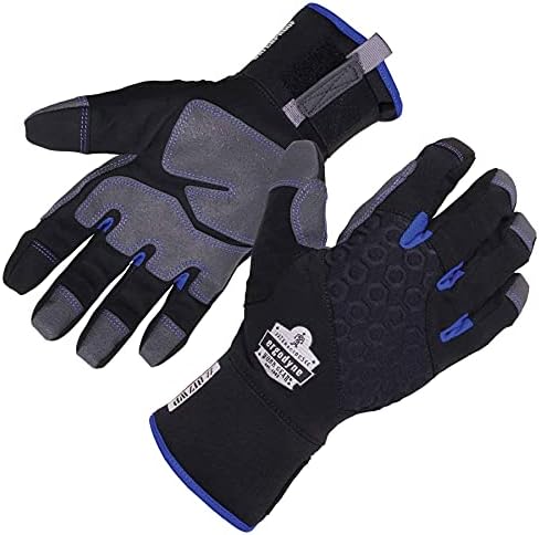 Ergodyne unisex adult Reinforced Thermal Waterproof Winter Work Gloves, Black, Large Pack of 1 US