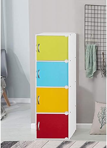 HODEDAH IMPORT 4-Shelf Bookcase Cabinet, Black