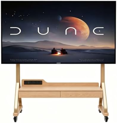 AnywaysWood TV Cart Rolling TV Stand with Wheels for Most 40-75" TVs up to 300lbs Height Adjustable, Tilting, Tall Heavy Duty TV Stand with 2 Drawers Power Strip, for Living Room