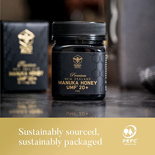Manuka Honey New Zealand - Raw Manuka Honey UMF 20+ Certified (MGO 829+) - Natural, Non-GMO Manuka Honey from Manuka South - 250g/8.8oz
