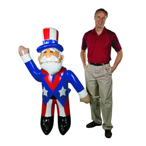 Fun Express 64" Jumbo Blow Up Uncle Sam Inflatable – 5+ Foot Patriotic 4th of July Decorations Outdoor Yard Decor | Heavy Duty Patriotic for
