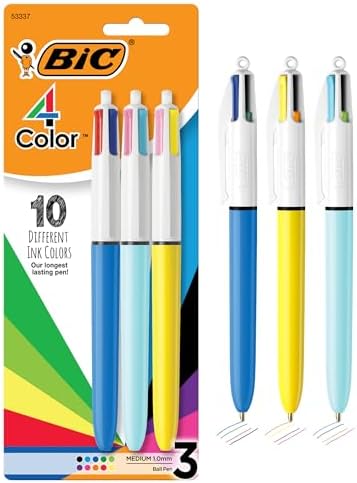 BIC 4-Color Original Retractable Ballpoint Pen, 1.0 mm Medium, 3-Count Pack