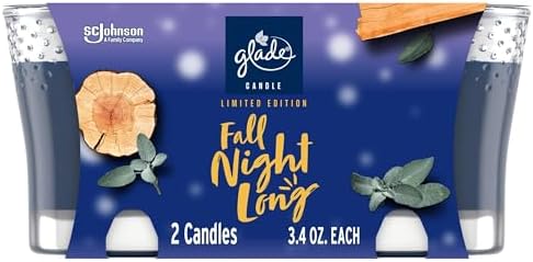Glade Candle Jar, Air Freshener, Fall Night Long, 3.4 oz, 2 Count