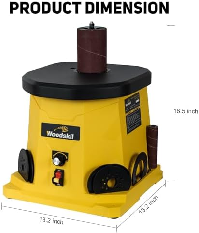 Woodskil Variable Speed Oscillating Spindle Sander for Wood,4A | Spindle Sander with 1000-1800RPM,6 Sleeves,Compact Design for Curved Edges,Contours,Slots,Detail Work